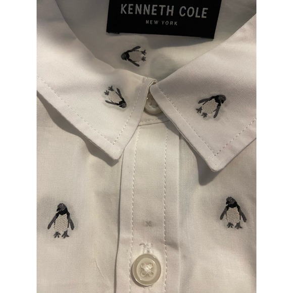 "Kenneth Cole Men's Penguin Print Button-Down Shirt" Size S  Mens 116 - Picture 5 of 5